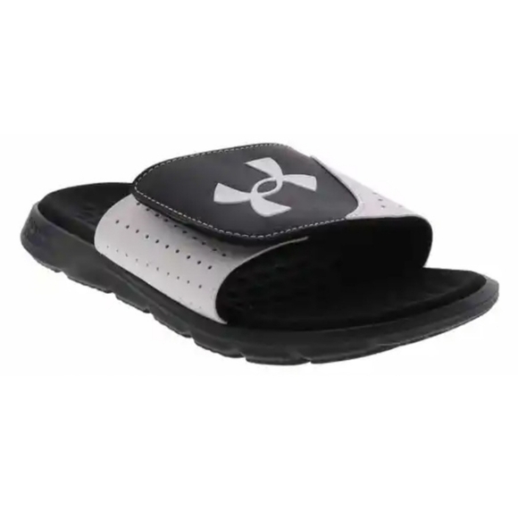 Under Armour Ignite Pro Slide Sandal Slip-on Bkack And White Mens Size 17 - Picture 1 of 9